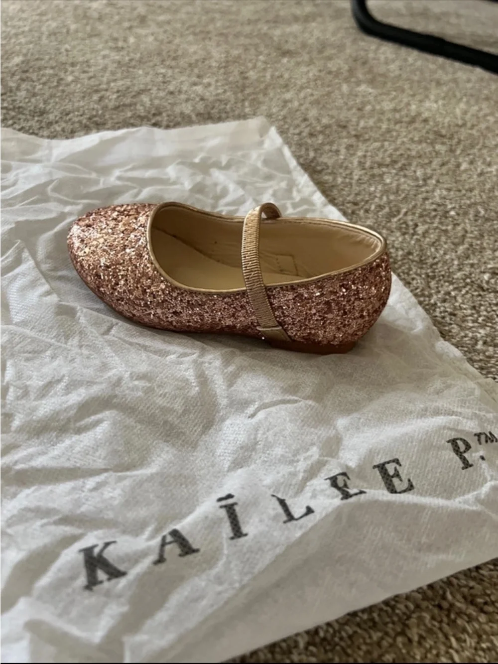 Kailee P. Girls' Rose Gold Glitter Ballerina Flats
